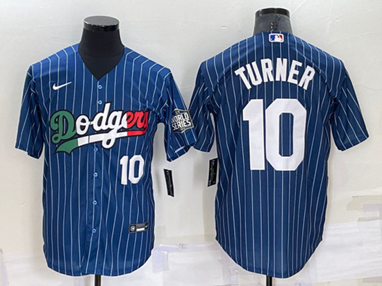 Men's Los Angeles Dodgers #10 Justin Turner Navy Mexico Cool Base Stitched Baseball Jersey